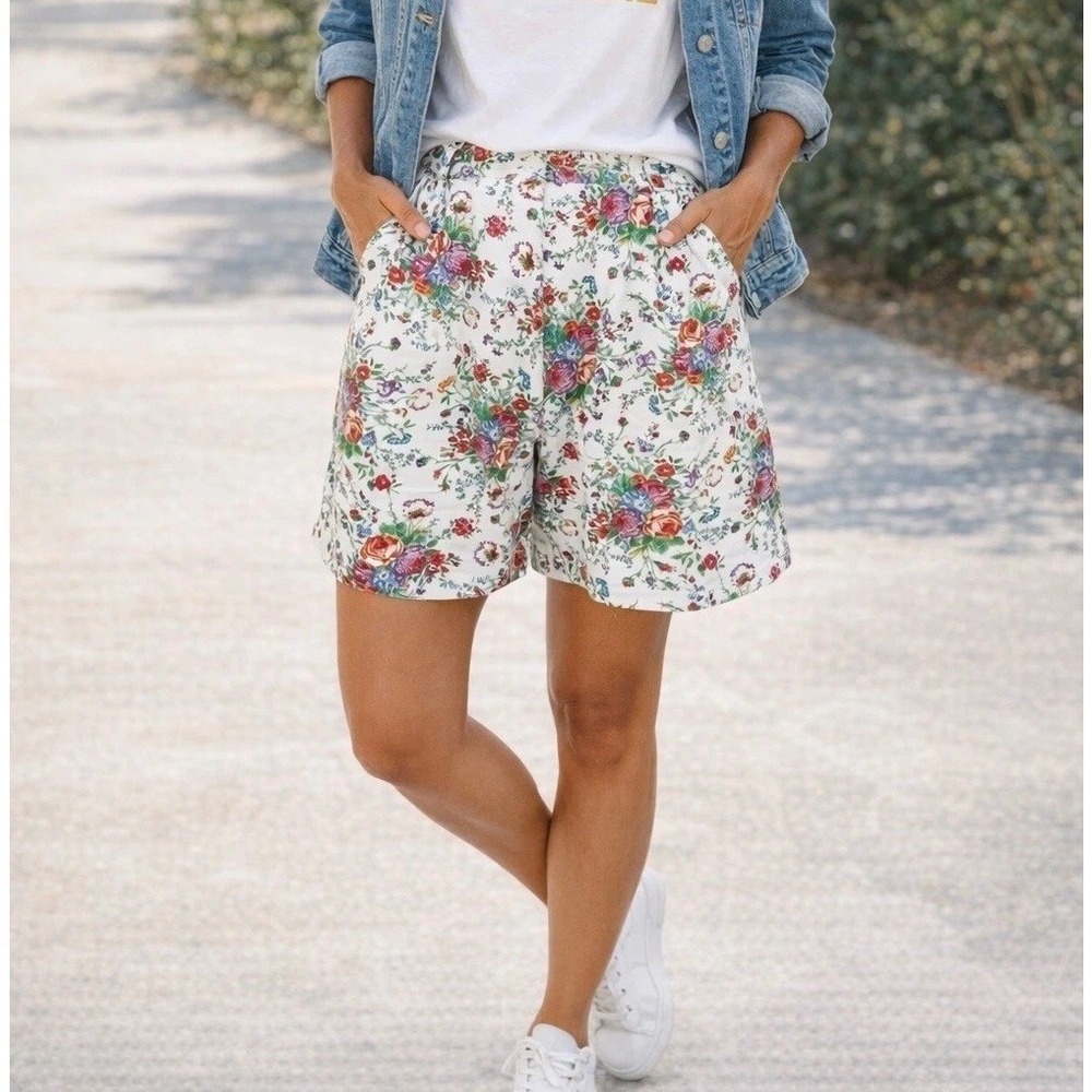 LizSport Floral High Waisted Shorts